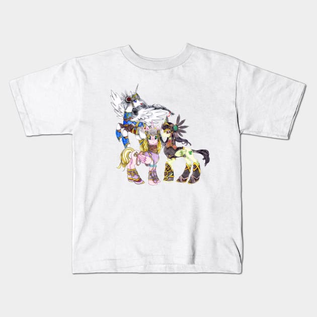 Pony Goddesses Kids T-Shirt by Dragon Lady Artistry